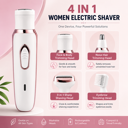 4-in-1 Women’s Electric Shaver & Precision Trimmer – USB Rechargeable